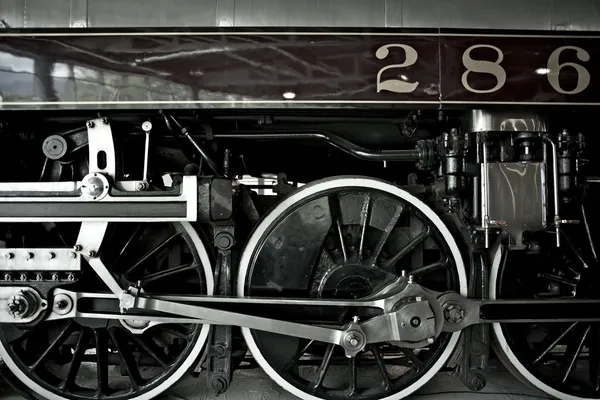 Primer plano de la locomotora de vapor —  Fotos de Stock