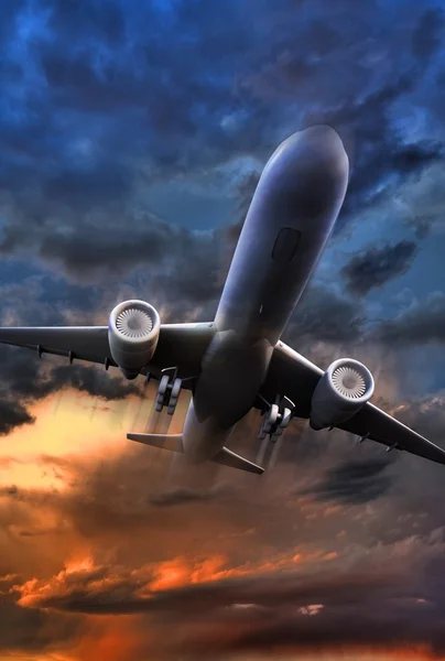 Samolot pasażerski startu: ilustracja — Zdjęcie stockowe