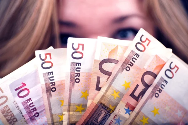 Frau mit Euro — Stockfoto