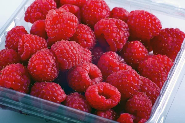 Raspberries in a Box — Stock Photo, Image