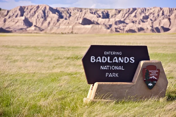 Badlands sinal de entrada — Fotografia de Stock