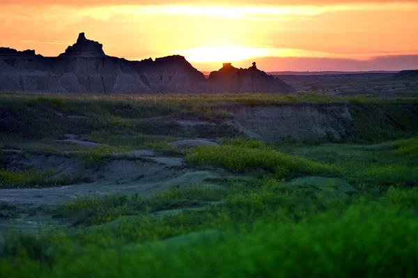 Badlands západ slunce — Stock fotografie