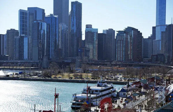 Panoramę Chicago navy pier — Zdjęcie stockowe