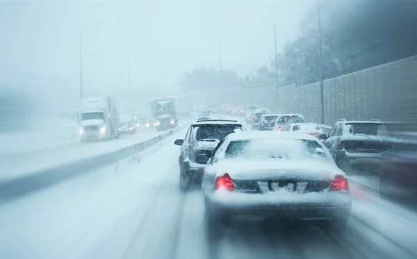 Winter Storm Traffic Stock Photo