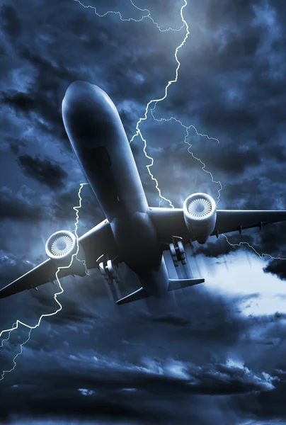 Airplane Lightning Strike — Stock Photo, Image