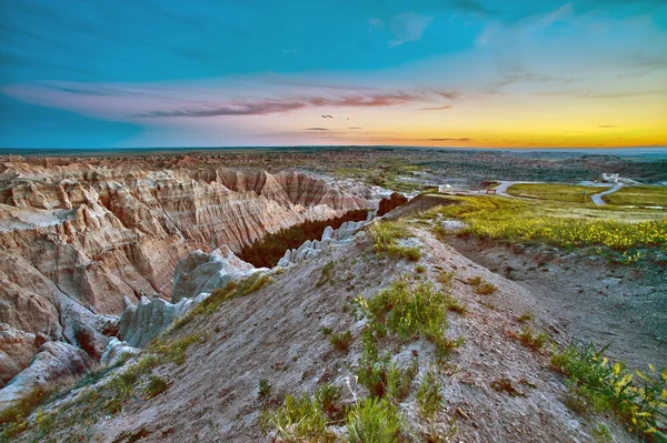 Badlands naplemente Hdr — Stock Fotó