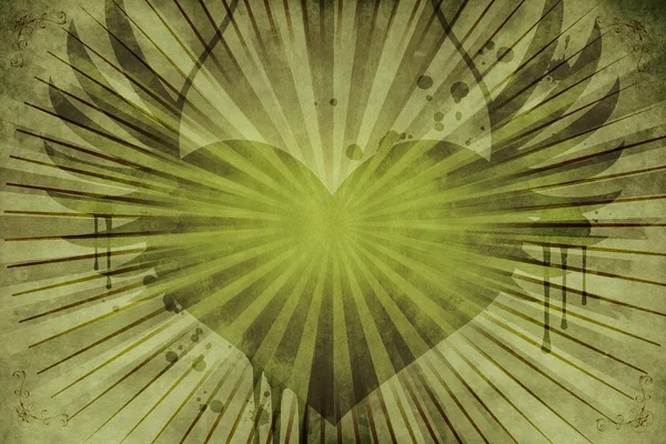 Зеленое цветочное винтажное сердце — стоковое фото