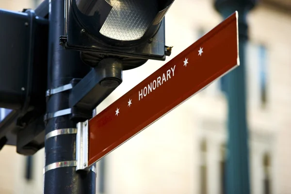Ehrenamtliches Straßenschild — Stockfoto