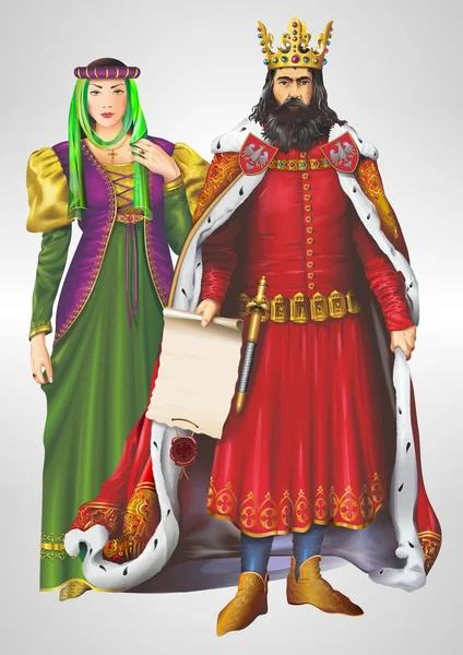 Illustration König und Königin — Stockfoto