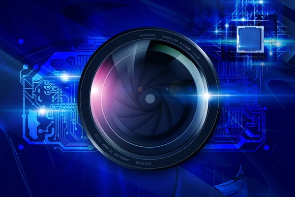 Lens and Circuit Board — Stock Photo, Image