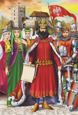 Ortaçağ kralı ve beraberindekiler