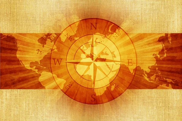 World Compass on Canvas — Stock Photo, Image