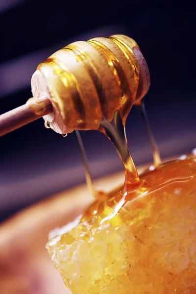 Raw Honey and Dipper — Stock Photo, Image