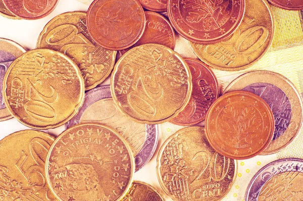 Fondo de monedas en euros — Foto de Stock