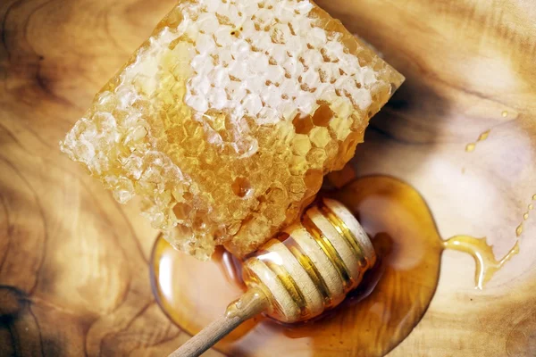 Bee Honeycomb and Dipper — Stock Photo, Image