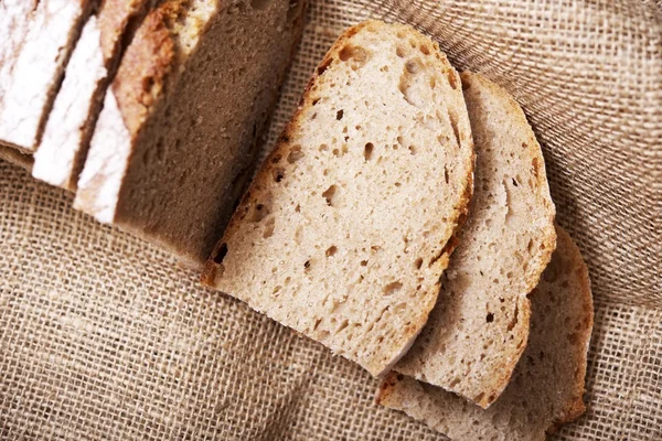 Sliced Bread on Linen — Stock Photo, Image