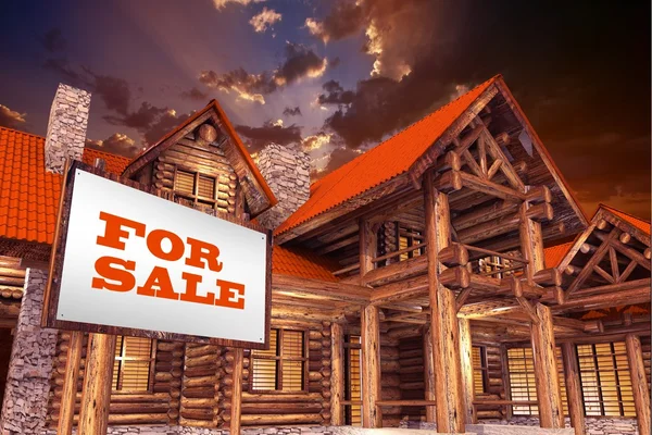 Logboekhuis te koop — Stockfoto