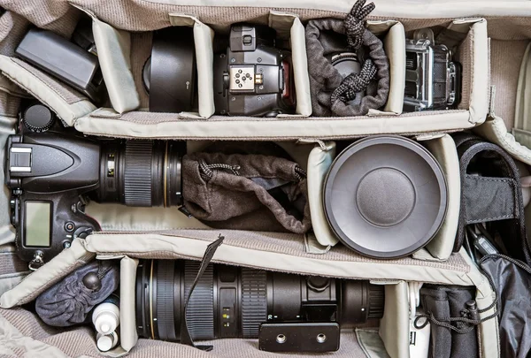 Set de fotografía de mochila — Foto de Stock