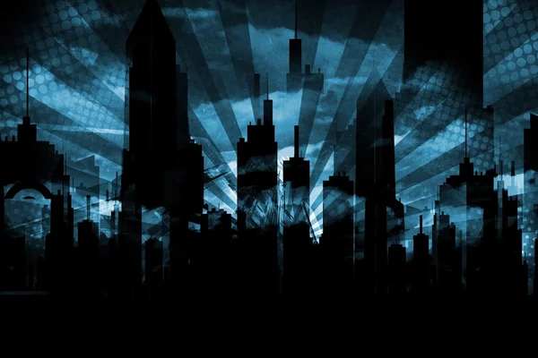 Grungy City Skyline tausta — kuvapankkivalokuva
