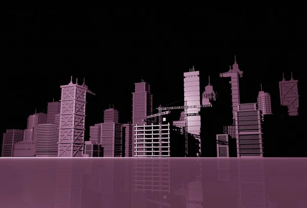 Purple Skyline Illustration — Stock Photo, Image