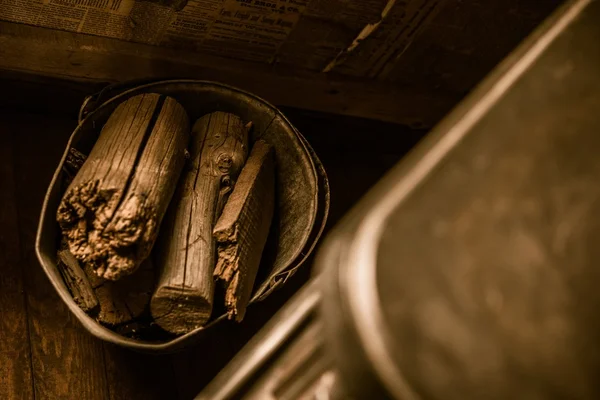 Firewood Logs Bucket — Stock Photo, Image