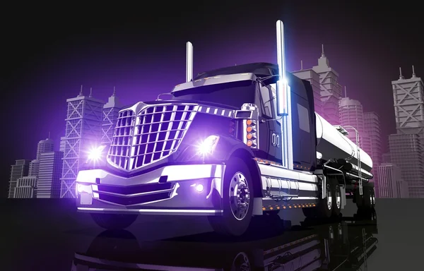 Violet gloeiende tanker vrachtwagen — Stockfoto