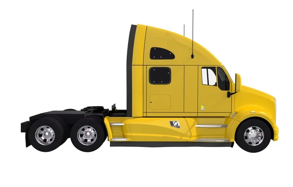 Żółty ciągnik ciężarówki na białym tle — Zdjęcie stockowe