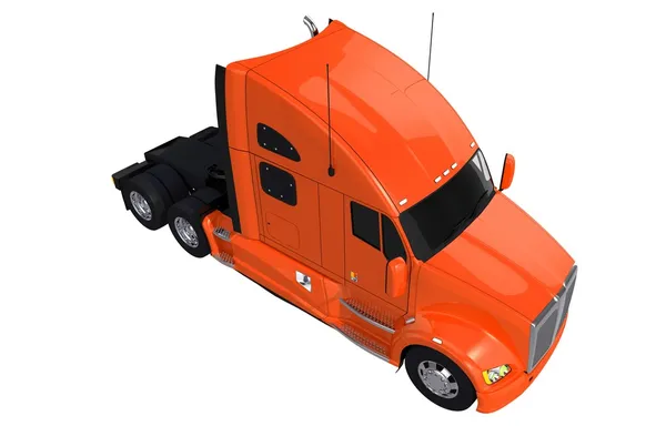 Caminhão trator laranja em branco — Fotografia de Stock