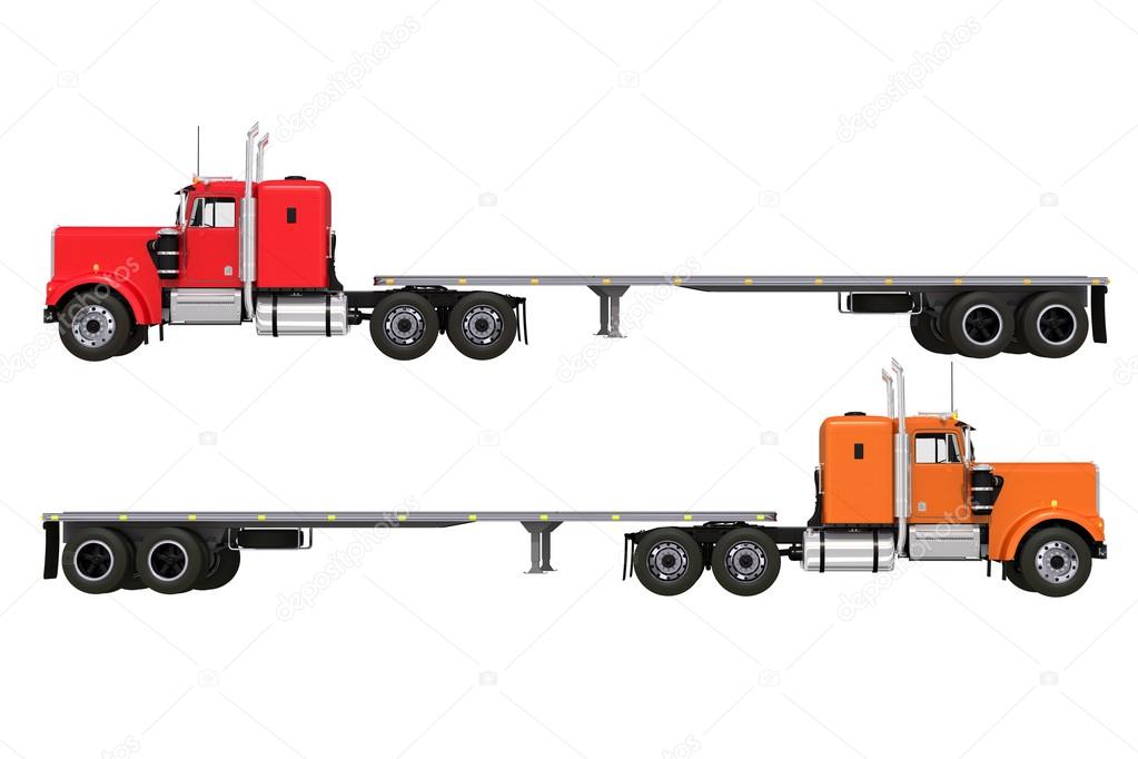 Flat Trailer Trucks Isolated