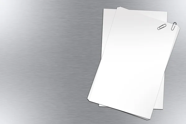 Blank Papers on Polished Metal — Stock Photo, Image