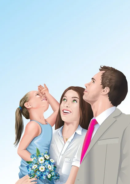 幸せな家族のイラスト — ストック写真