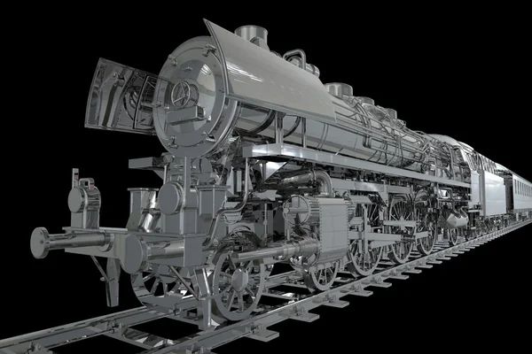 クローム メッキの機関車 — ストック写真