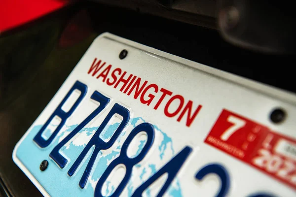 Washington State Vehicle License Plate Van Dichtbij Dmv Thema — Stockfoto