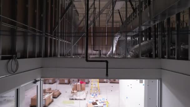 Grade Teto Instalação Hvac Dentro Edifício Comercial Tema Indústria Construção — Vídeo de Stock