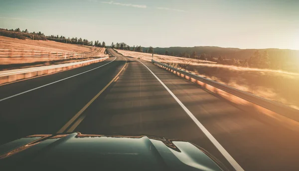 Colorado Country Road Sunset Drive Long Exposure Motion Blur Theme — Zdjęcie stockowe