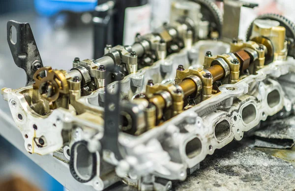 Car Engine Valves Cumshafts Automotive Gasoline Combustion Engine Repairing — Stock Fotó