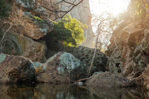 Grands Rochers Dans Les Piscines Rocheuses Ruisseau Malibu Dans Aire — Photo