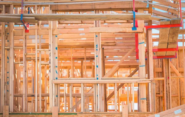 Construction Industry Residential Building Wood Framing Mess Concept House Building — Fotografia de Stock