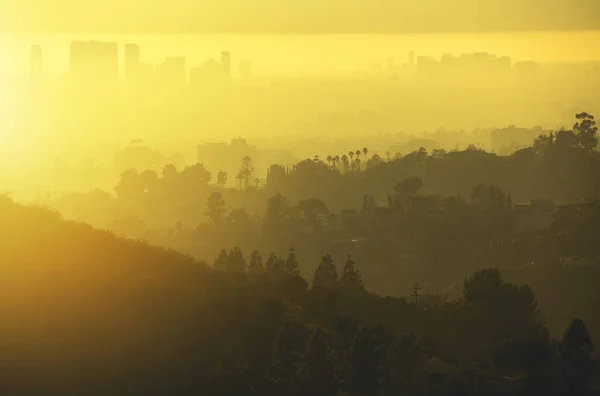 Southern California Los Angeles Agglomeration West Hollywood Santa Monica Foggy — стокове фото