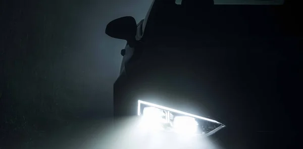 Active Led Beams Modern Compact Vehicle Dangerous Driving Dense Fog — 스톡 사진