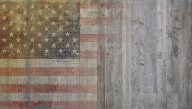 Geri Alınan Ahşap Kavramsal Arkaplanda Birleşik Devletler Bayrağı. Amerikan Ulusal Bayrağı Ahşap Arkaplan.