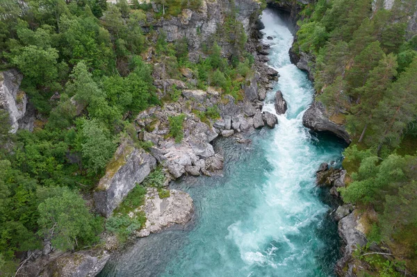 Vue Aérienne Panoramique Rivière Cristalline Norvégienne Vestland County Norvège Paysages — Photo