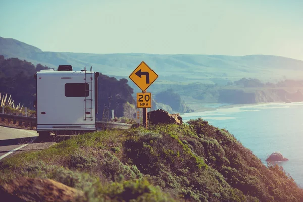 Recreational Vehicle Class Camper Van Scenic Coastal Route Southern California — Stock Photo, Image