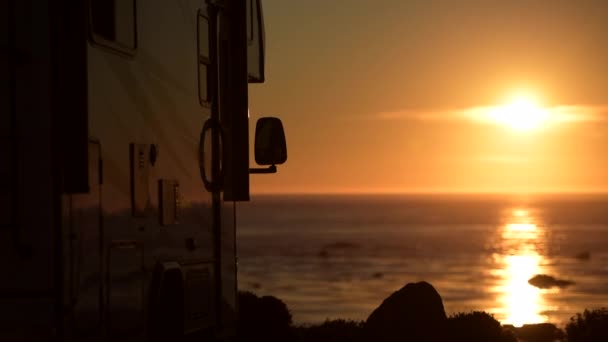 Pôr Sol Quente Acampar Livre Tema Viagem Estrada Cenic Sunset — Vídeo de Stock