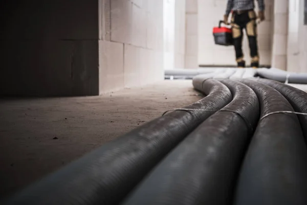 Gasoductos Circulación Aire Recuperación Calor Dentro Edificio Residencial Reciente Desarrollo — Foto de Stock