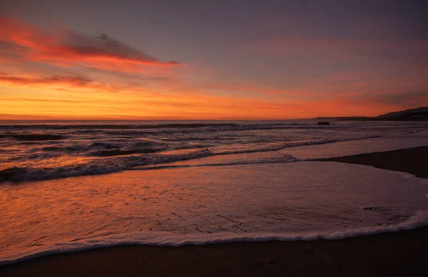 Scenic Cambria California Beach Sunset United States America Dark Red — Stock Photo, Image