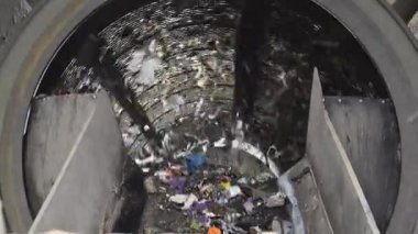 Moving Solid Waste Sorting Drum Machine Inside Trash Recycling Facility