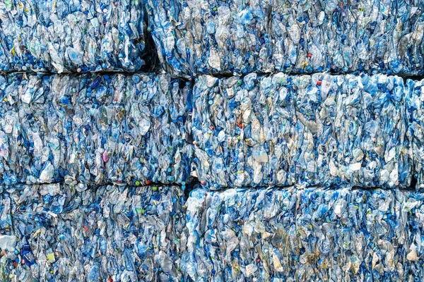 Huge Pile Pressed Pet Bottles Ready Recycling Process Urban Waste — Stock Photo, Image