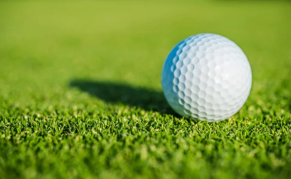 Clean White Ball Golf Course Lawn Awaiting Club Strike — Fotografia de Stock