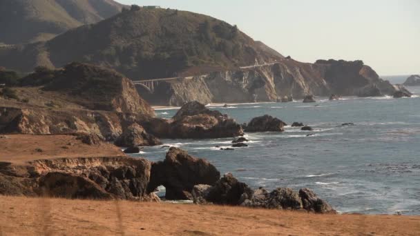 Southern California Coastal Landscape Famous Highway — Stockvideo